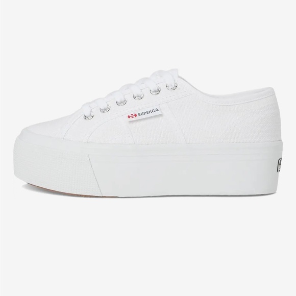 Superga Women's Classic White Platform Sneakers - Picture 4 of 12